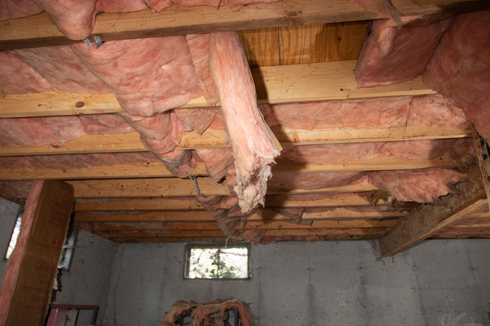 fiberglass insulation and windows in basement
